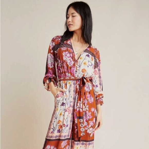 Anthropologie Pants - Anthropologie Claire Patchwork Wide-Leg Jumpsuit by Laia Size XL Petite